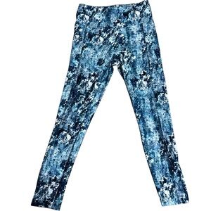 Bally Blue and White Leggings with Dynamic Pattern